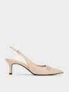Charles & Keith Metallic-accent Slingback Pumps In Nude