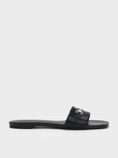 Charles & Keith - Leslie Slide Sandals In Black
