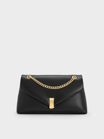 Charles & Keith - Lilibet Metallic-accent Chain-strap Bag In Black