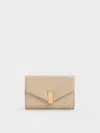 Charles & Keith - Lilibet Metallic-accent Chain-strap Wallet In Neutral