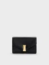 Charles & Keith - Lilibet Metallic-accent Chain-strap Wallet In Black