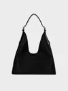 Charles & Keith - Liv Croc-effect Hobo Bag In Noir