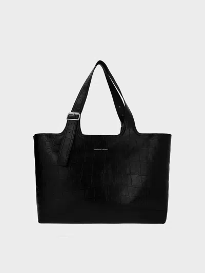 Charles & Keith - Liv Croc-effect Tote Bag In Black