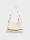 Charles & Keith - Liv Grommet Hobo Bag In Cream