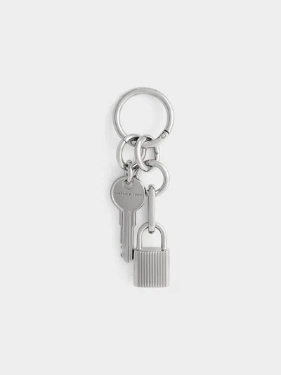 Charles & Keith - Lock & Key Charm In Silver