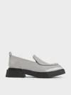 Charles & Keith - Lorde Geometric Square-toe Loafers In Grey