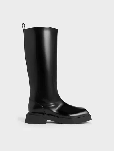 Charles & Keith - Lorde Square-toe Knee-high Boots In Black Box