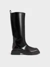 Charles & Keith - Lorde Square-toe Knee-high Boots In Burgundy