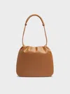 Charles & Keith - Lorelai Ruched Knotted-strap Hobo Bag In Russet Brown