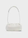 Charles & Keith - Lorelai Ruched Knotted-strap Shoulder Bag In Cream