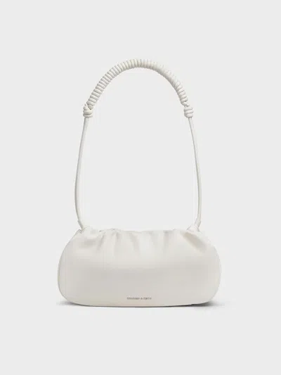 Charles & Keith - Lorelai Ruched Knotted-strap Shoulder Bag In Cream