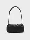 Charles & Keith - Lorelai Ruched Knotted-strap Shoulder Bag In Noir