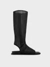 Charles & Keith - Loren Mesh Cut-out Boot Sandals In Black Textured