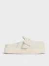 Charles & Keith - Loren Textured Flatform Mules In Chalk
