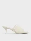Charles & Keith - Loren Textured Kitten-heel Mules In Chalk