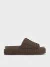 Charles & Keith - Loren Textured Platform Sandals In Dark Brown