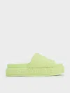 Charles & Keith - Loren Textured Platform Sandals In Light Green
