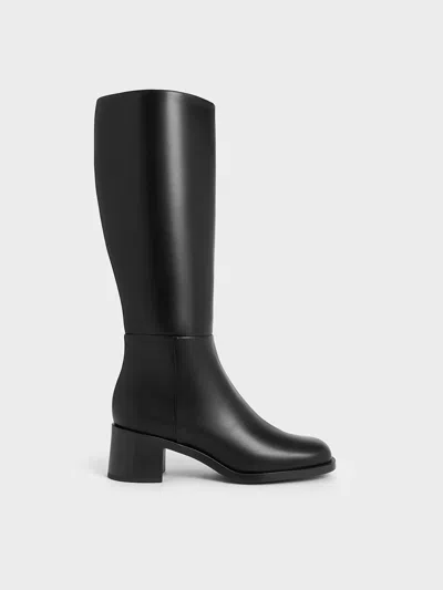 Charles & Keith - Louise Block-heel Knee-high Boots In Black
