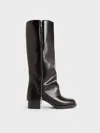 Charles & Keith - Louise Textured Side-zip Knee-high Boots In Brown