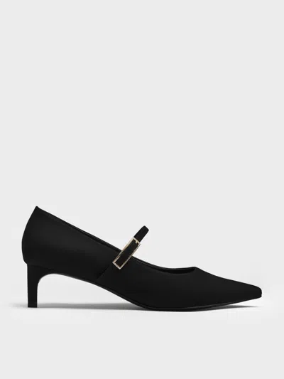 Charles & Keith - Luciana Faux Suede Mary Jane Pumps In Black