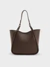 Charles & Keith - Lyla Tubular Slouchy Tote Bag In Brown