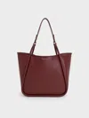 Charles & Keith - Lyla Tubular Slouchy Tote Bag In Mulberry Plum