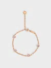 Charles & Keith - Malorie Crystal Heart Bracelet In Rose Gold