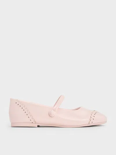 Charles & Keith - Marianne Girls' Heart Mary Jane Flats In Light Pink