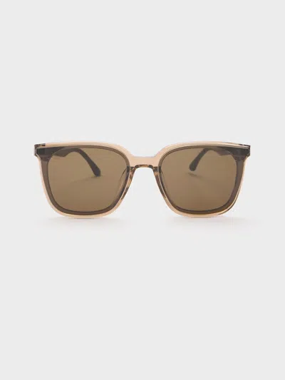 Charles & Keith - Maude Recycled Acetate Square Sunglasses In Brown