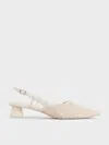 Charles & Keith - Crochet Floral Pointed-toe Slingback Pumps