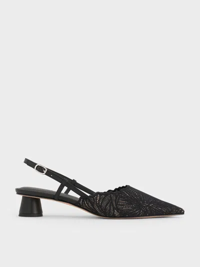 Charles & Keith - Crochet Floral Pointed-toe Slingback Pumps