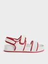 Charles & Keith - Mesh Contrast-trim Double-strap Slingback Sandals In Red
