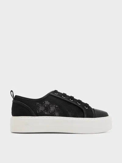 Charles & Keith - Mesh Flatform Sneakers In Black