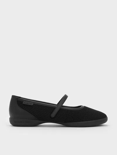 Charles & Keith - Mesh Mary Jane Sneakers In Black Textured