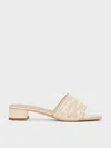 Charles & Keith - Mesh Metallic Sequinned Block-heel Mules In Gold