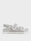 Charles & Keith - Mesh Pearl-embellished Flatform Sandals In Silver