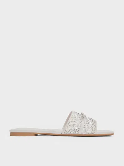 Charles & Keith - Mesh Sequinned Bow Slide Sandals In Multi