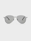 Charles & Keith Metallic Accent Aviator Sunglasses In Black