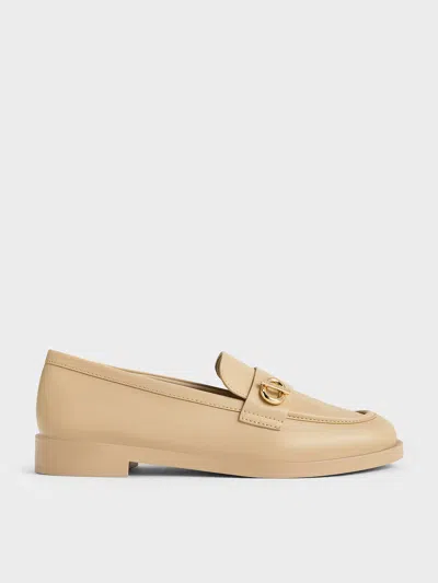 Charles & Keith - Metallic-accent Loafers In Gold
