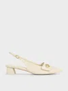 Charles & Keith - Metallic-accent Pointed-toe Slingback Pumps In Chalk