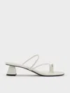 Charles & Keith - Metallic-accent Strappy Toe-ring Heeled Sandals