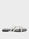 Charles & Keith - Metallic-accent Strappy Toe-ring Sandals In Chalk