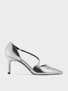 Charles & Keith - Metallic Asymmetric-strap D'orsay Stiletto Pumps In Animal Print