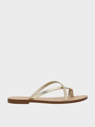 Charles & Keith - Metallic Asymmetric Strappy Toe-ring Sandals In Light Gold