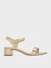 Charles & Keith - Metallic Block Heel Ankle-strap Sandals In Gold