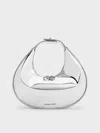 Charles & Keith - Metallic Crescent Hobo Bag In Silver