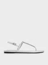 Charles & Keith - Metallic Crystal-embellished Thong Slingback Sandals In Silver