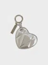 Charles & Keith - Metallic Heart Quilted Mirror Charm In Silver