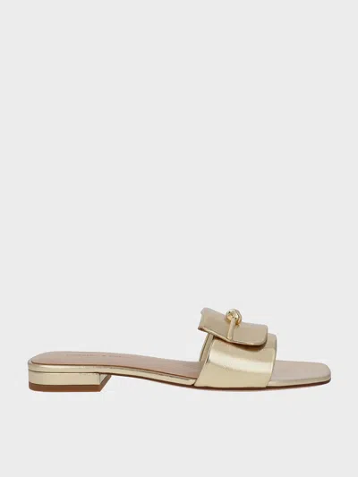 Charles & Keith - Metallic Knotted Accent Slide Sandals In Light Gold