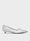 Charles & Keith - Metallic Pointed-toe Kitten-heel Pumps In Silver